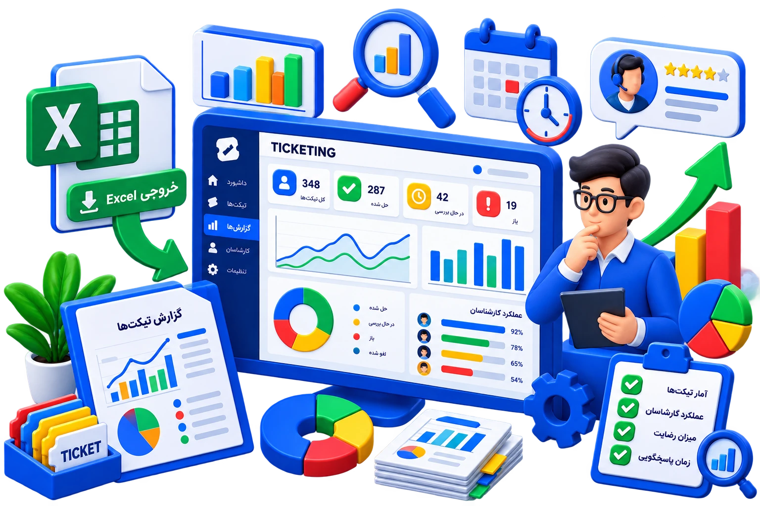 گزارش‌گیری از تیکت‌ها در سیستم پشتیبانی؛ از خروجی Excel تا بررسی عملکرد کارشناسان